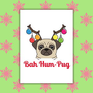 Bah Hum-Pug Christmas Card