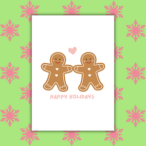 Happy Holidays Gingerbread People Card