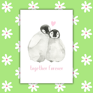 Together Forever Penguin Romantic Card