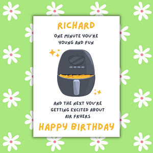 Personalied "Excited About Air Fryers" Birthday Card