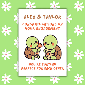Personalised Turtle-y Perfect for Each Other Engagement Card