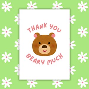 Thank You Beary Much Card – Cute Bear Pun Thank You Card