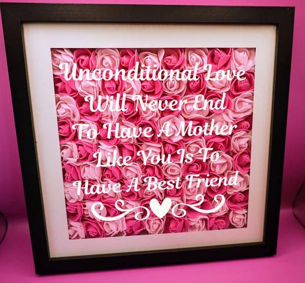 Mother's Day Shadow Box 25cm Pink Ombre Flowers - Unconditional Love
