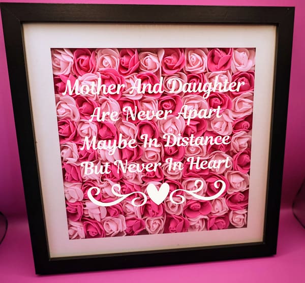 Mother's Day Shadow Box 25cm Pink Ombre Flowers - Mother & Daughter Never Apart