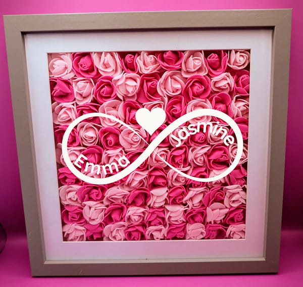 Mother's Day Personalised Infinity Flower Shadow Box 25cm Pink Ombre - Image 2