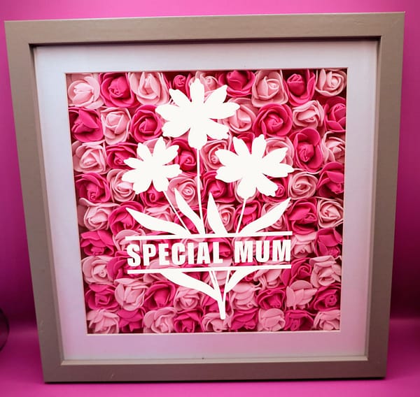 Mother's Day Shadow Box 25cm Pink Ombre Flowers - Special Mum - Image 2