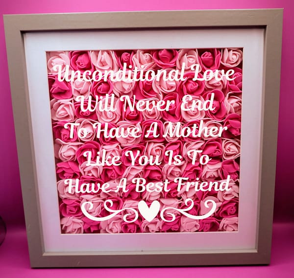 Mother's Day Shadow Box 25cm Pink Ombre Flowers - Unconditional Love - Image 2
