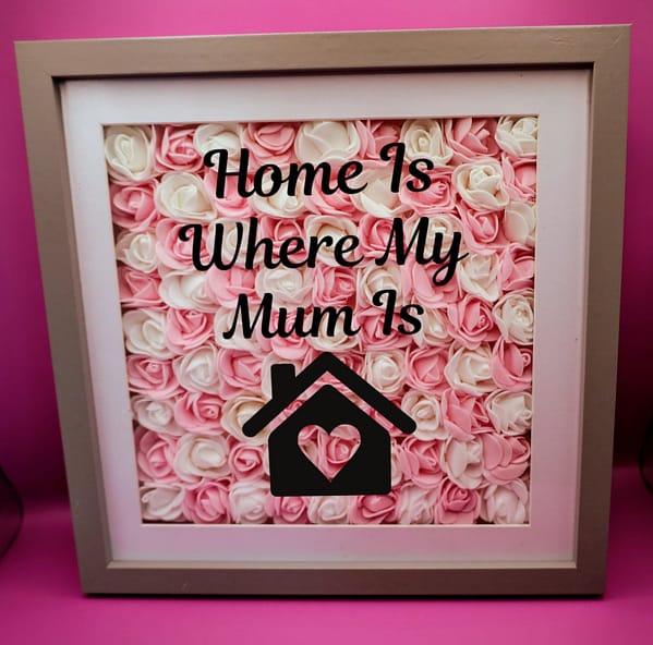 Mother's Day Flower Shadow Box 25cm Pink & White - Home Is Where My Mum Is - Image 2
