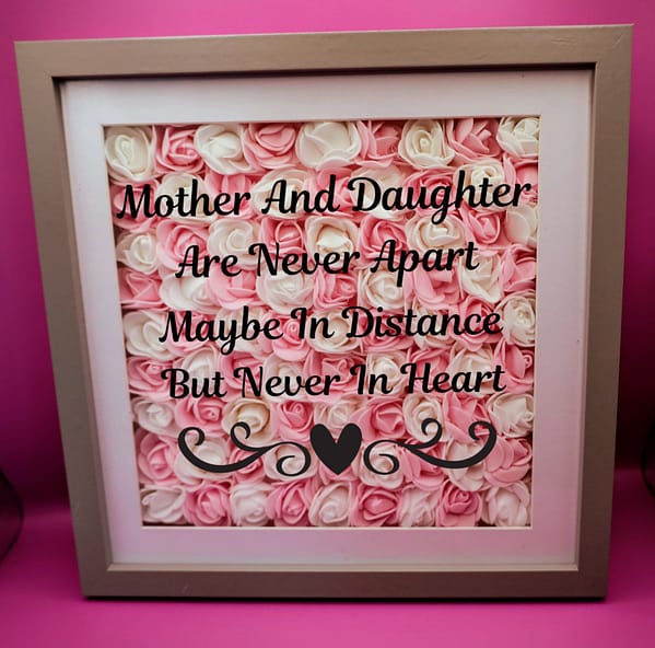 Mother's Day Flower Shadow Box 25cm Pink & White - Unconditional Love - Image 2