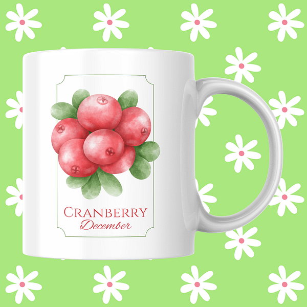 Fruit Of The Month Mug - December, Cranberry