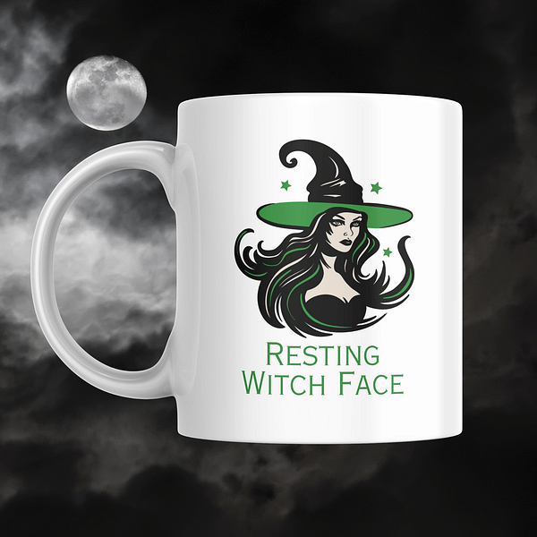 Resting Witch Face Halloween Mug - Image 2
