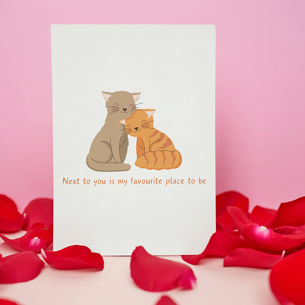 Next to You Is My Favourite Place To Be Cat Romantic Card - Image 2