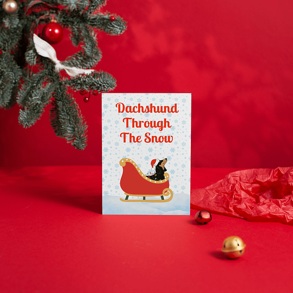 Dachshund Through the Snow Christmas Card - Image 2