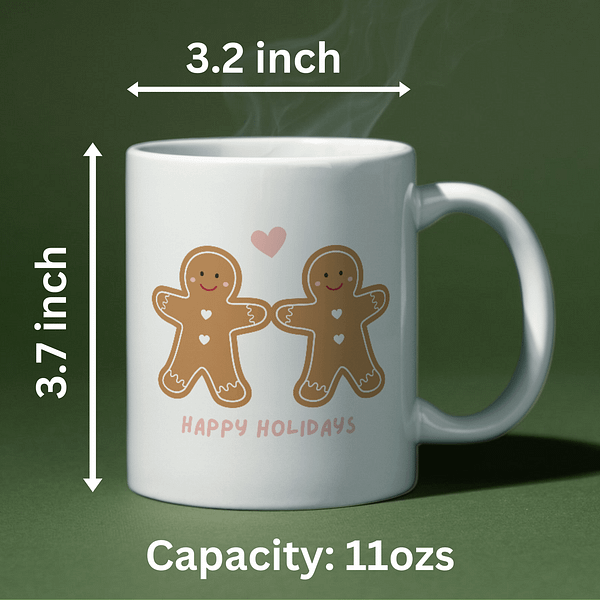 Happy Holidays Gingerbread People Christmas Mug - Image 2