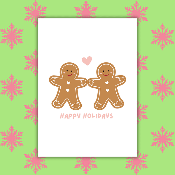 Happy Holidays Gingerbread People Card