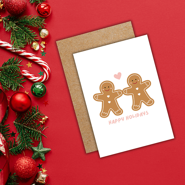 Happy Holidays Gingerbread People Card - Image 2