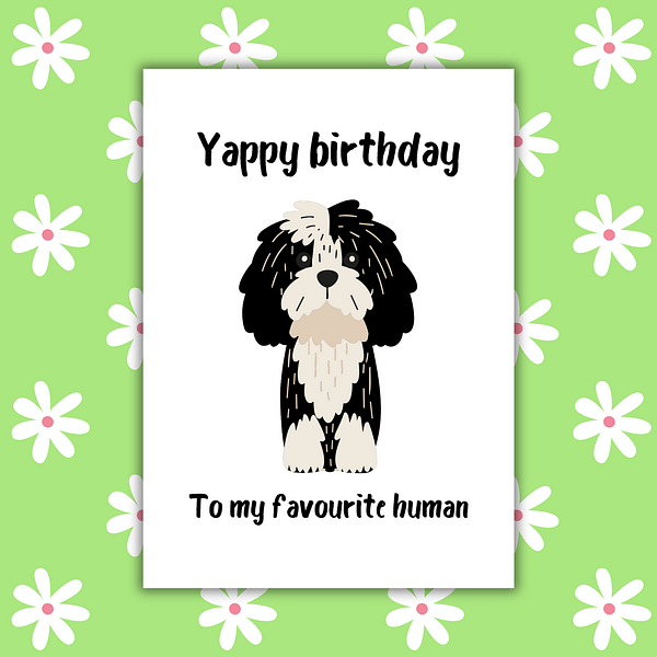 Yappy Birthday To My Favourite Human Card | Dog Birthday Card |