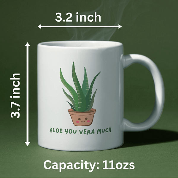 Aloe You Vera Much Mug | Funny Plant Lover Mug - Image 2