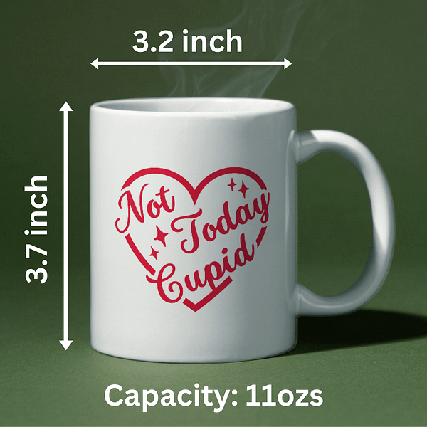 Not Today Cupid Anti-Valentine's Day Mug | Single Awareness Day Mug - Image 2