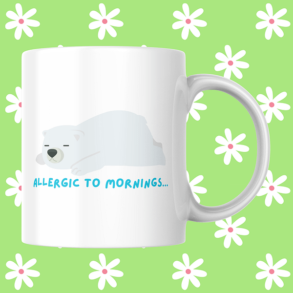 Allergic To Mornings Polar Bear Mug