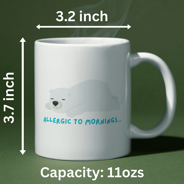 Allergic To Mornings Polar Bear Mug - Image 2