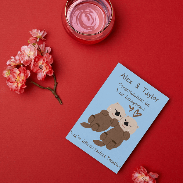 Personalised Otterly Perfect Together Engagement Card - Image 2