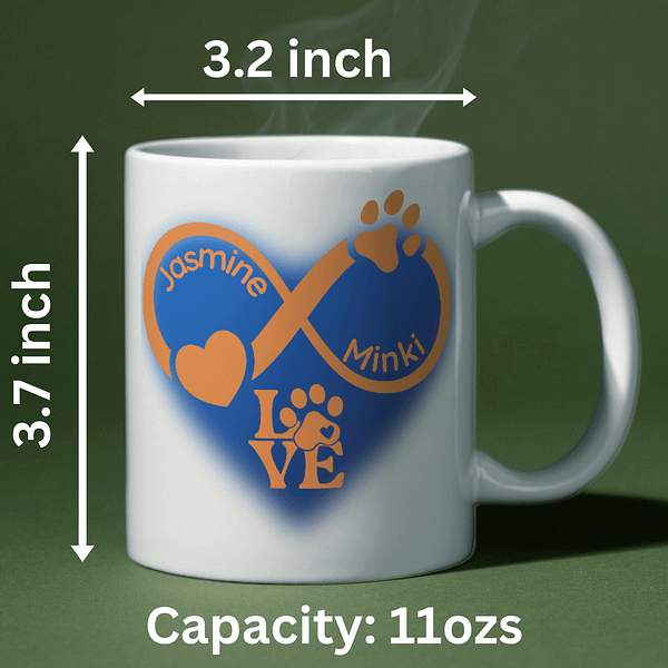 Personalised Pet and Owner Infinity Symbol Mug | Cat Lover Mug | Dog Lover Mug - Image 2