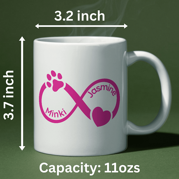Personalised Pet and Owner Infinity Symbol Mug | Cat Lover Mug | Dog Lover Mug - Image 2