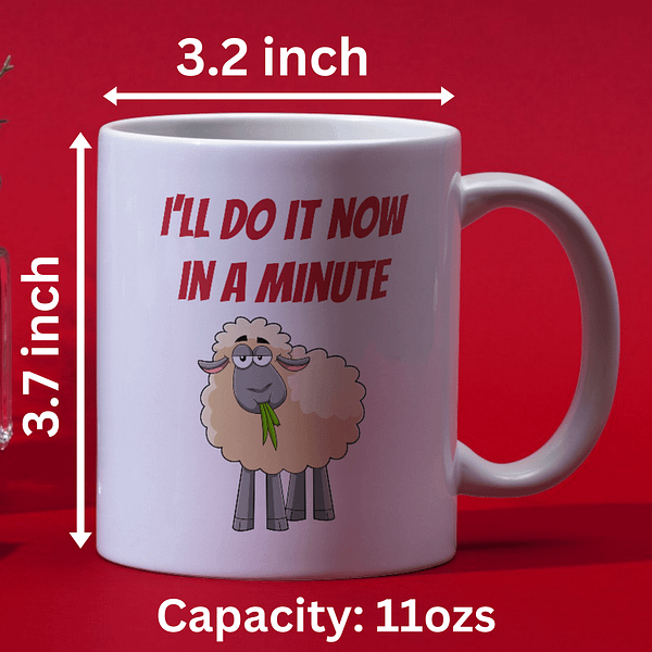I'll Do It Now In A Minute Sheep Welsh Mug - Image 2