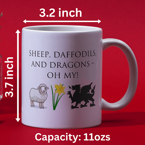 Sheep, Daffodils, and Dragons Welsh Mug - Image 2