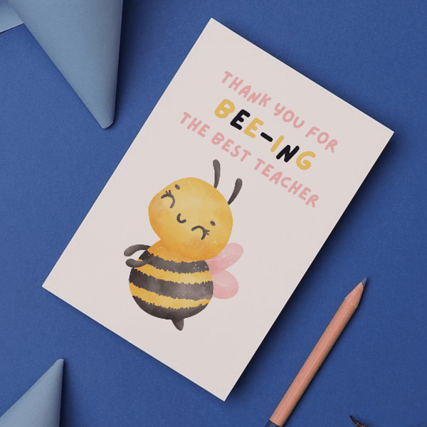 Thanks for Bee-ing the Best Teacher – Cute Thank You Pun Card - Image 2