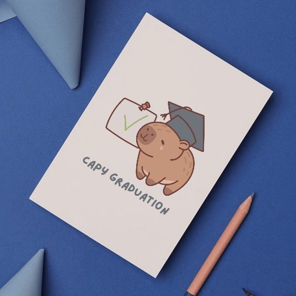 Capybara Graduation Card – Cute & Funny Handmade Congrats Card - Image 2