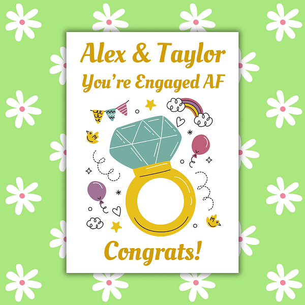 Engaged AF – Personalised Funny Edgy Engagement Card