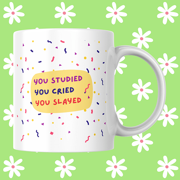 You Studied, You Cried, You Slayed Graduation Mug – Funny 11oz Gift for Grads