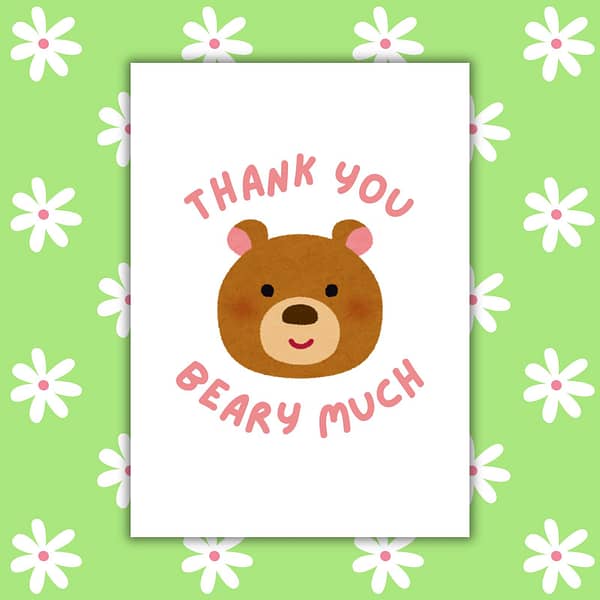 Thank You Beary Much Card – Cute Bear Pun Thank You Card