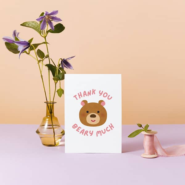 Thank You Beary Much Card – Cute Bear Pun Thank You Card - Image 2